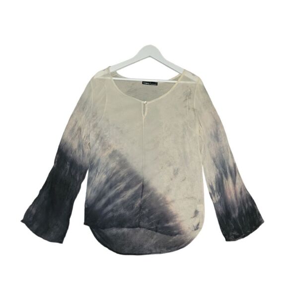 Revolve Silk Miyoshi Split Neck Gypsy Longsleeve Top Ink Gypsy 05 Small - Picture 3 of 15